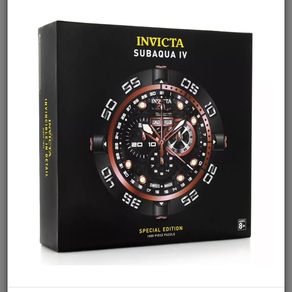 Invicta Round Puzzle with Black and Silver Design